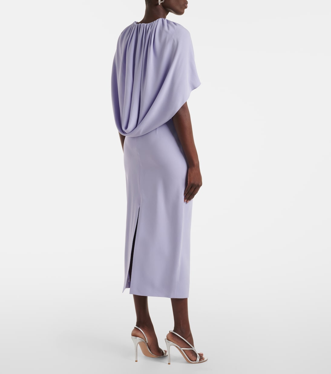 Caped crêpe satin cocktail dress | Roland Mouret