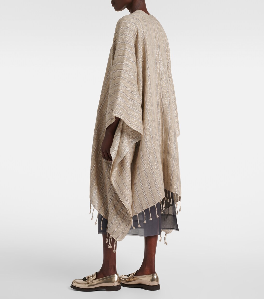 Poncho en mezcla de lino | Brunello Cucinelli