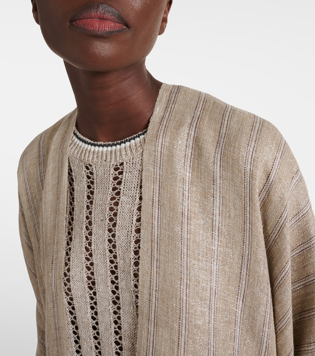 Poncho en mezcla de lino | Brunello Cucinelli