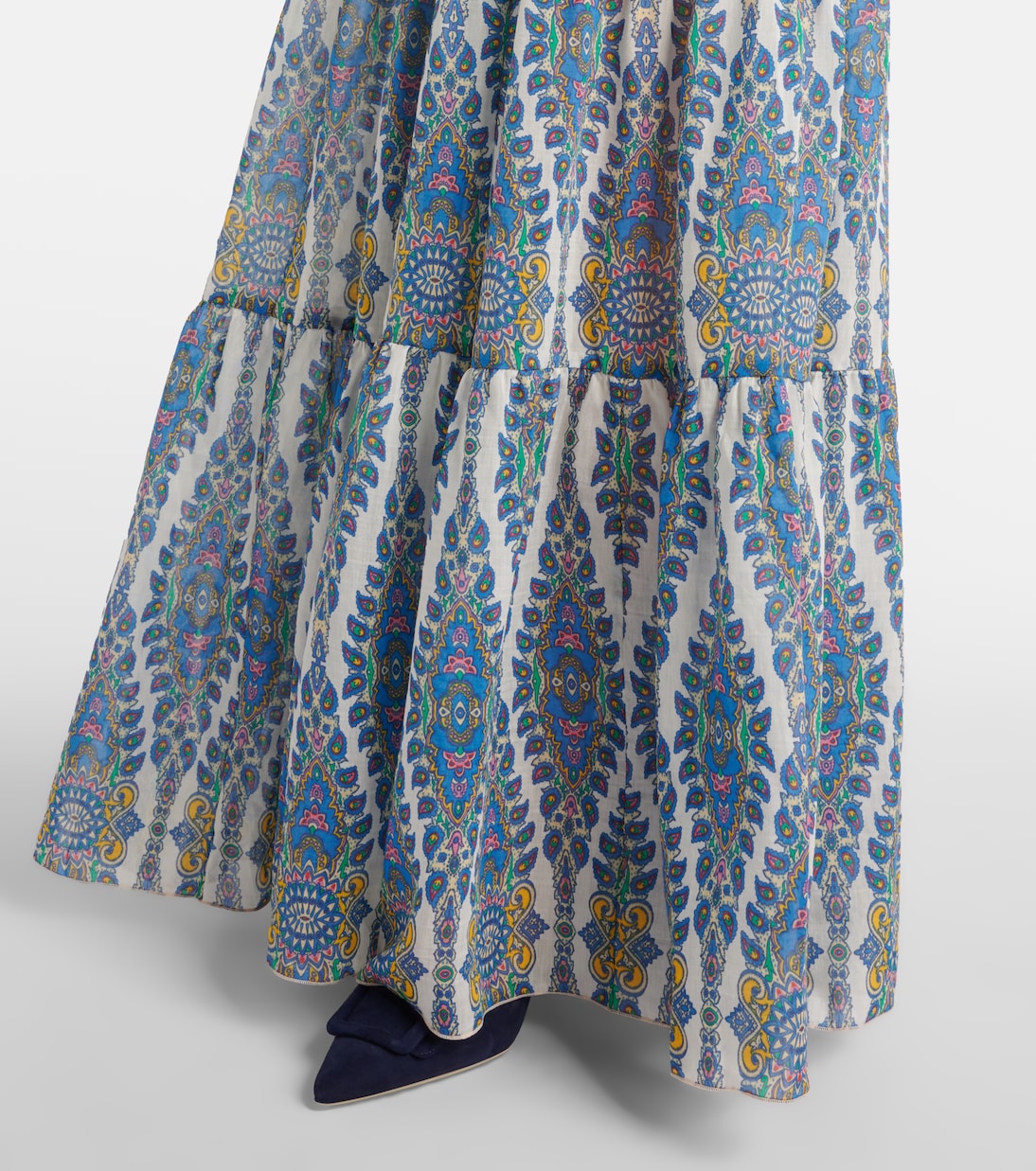 Abito lungo in cotone e seta a balze | Etro