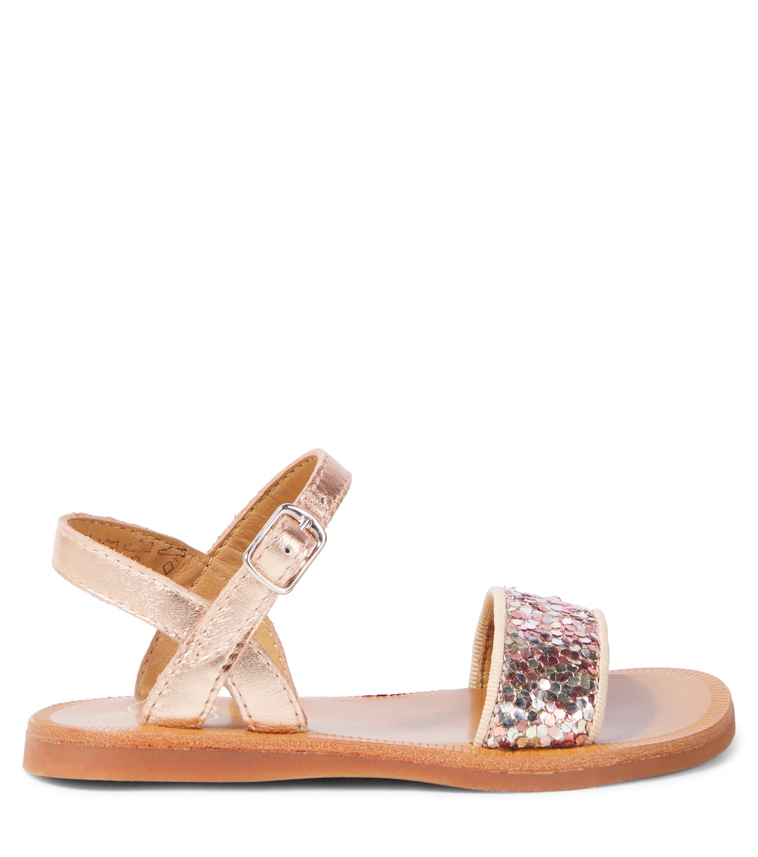 Sandalen Plagette aus Leder mit Glitter | Pom d'Api