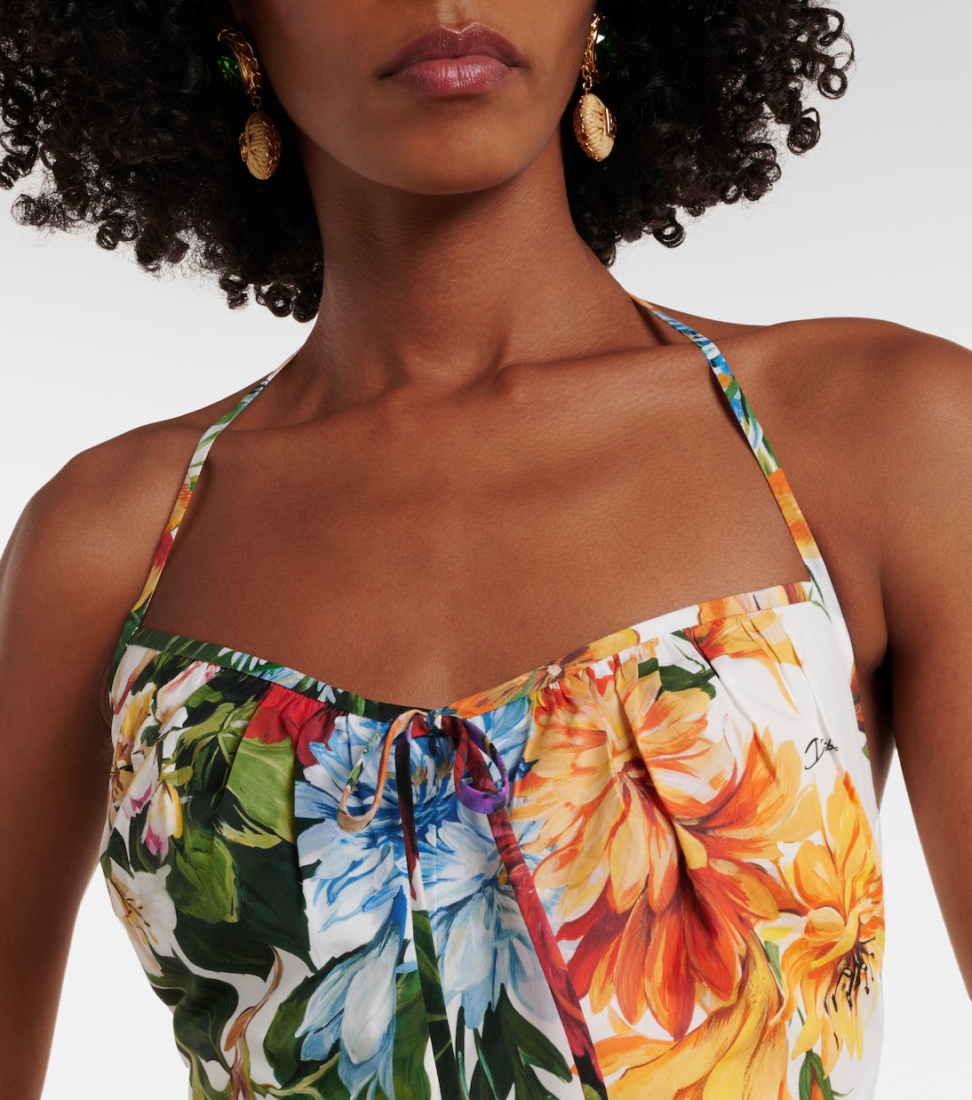Floral cotton poplin crop top | Dolce&Gabbana