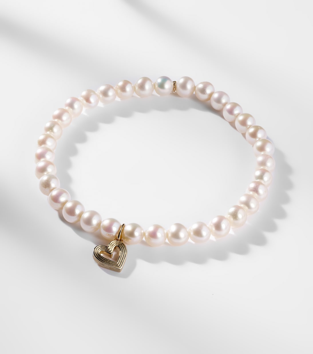 Armband Fluted Heart aus Süßwasserperlen mit 14kt Gelbgold (585/1000) | Sydney Evan