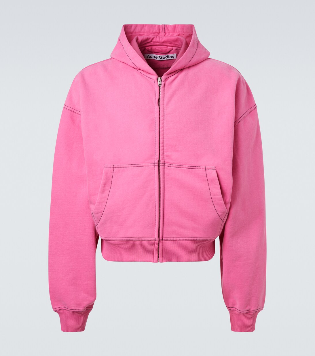 Embroidered cotton fleece zip-up hoodie | Acne Studios