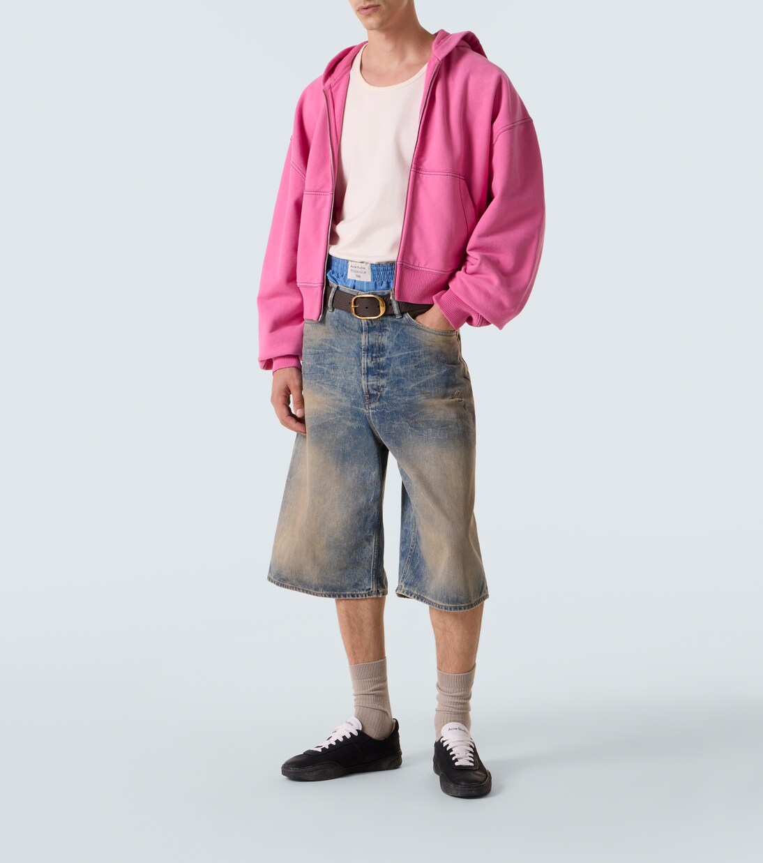 Embroidered cotton fleece zip-up hoodie | Acne Studios