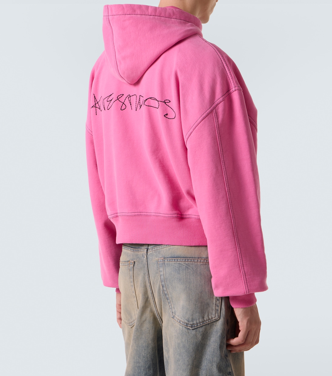 Embroidered cotton fleece zip-up hoodie | Acne Studios
