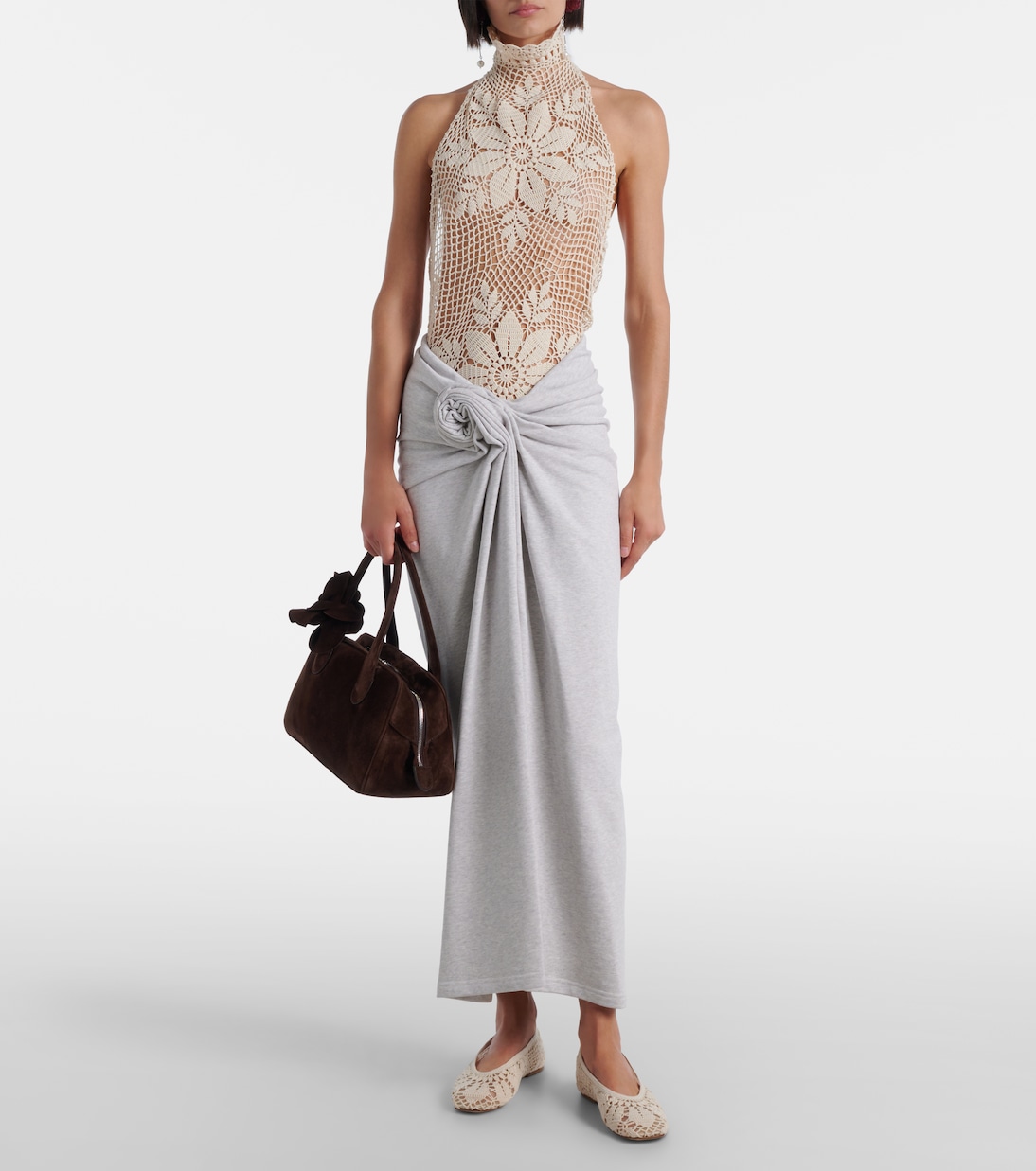 Floral-appliqué cotton midi skirt | Magda Butrym