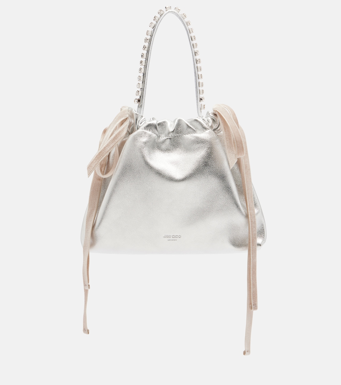 Drawstring Mini embellished leather shoulder bag | Jimmy Choo