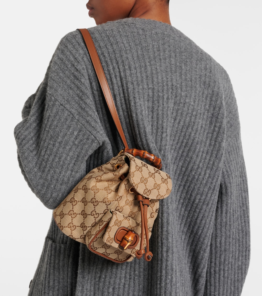 Rucksack Bamboo Medium aus Canvas mit Leder | Gucci