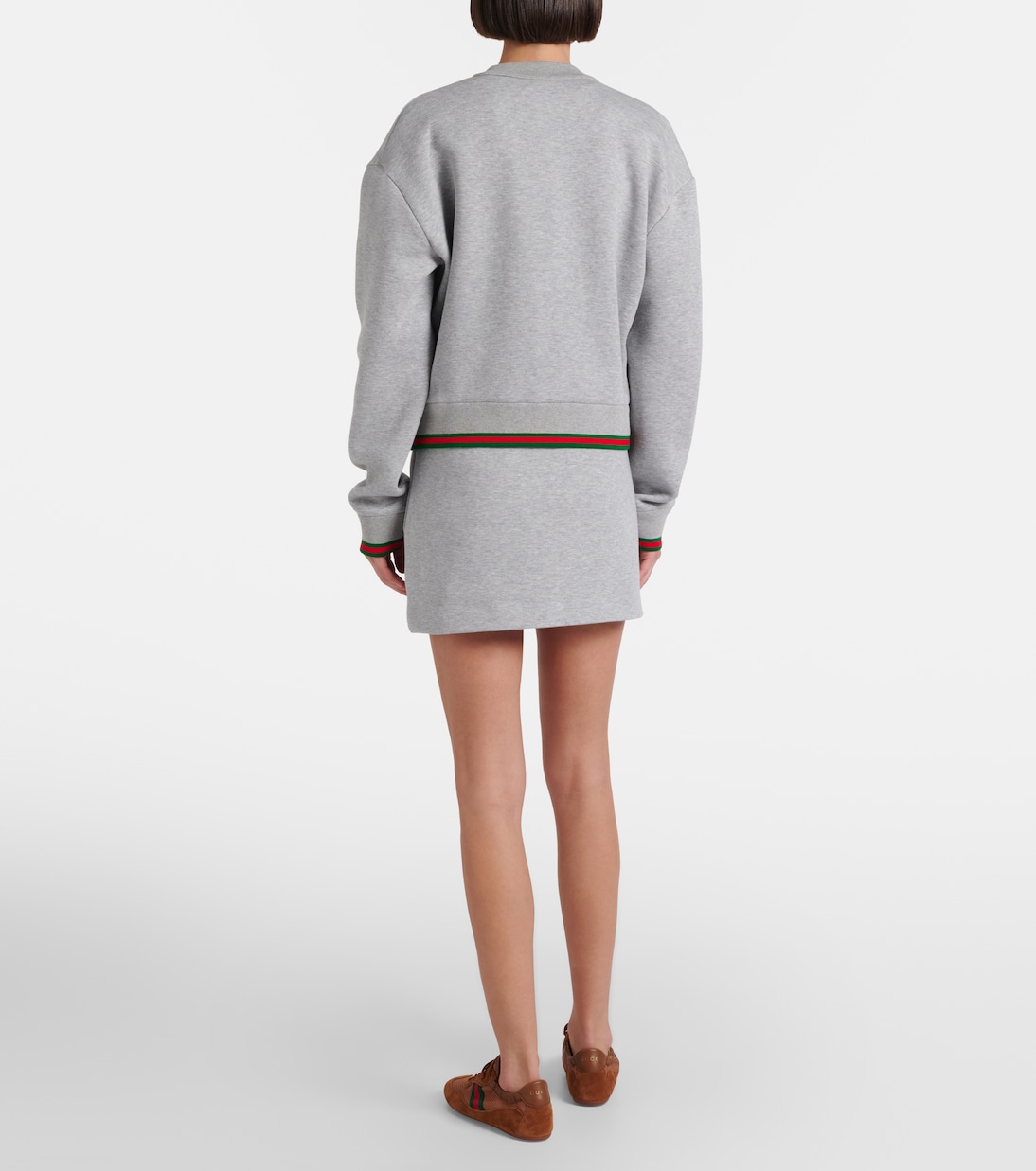 Web Stripe cotton-blend jersey miniskirt | Gucci