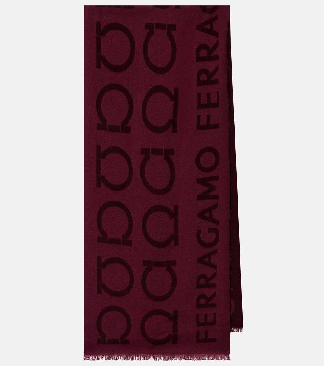 Gancini wool and silk jacquard scarf | Ferragamo