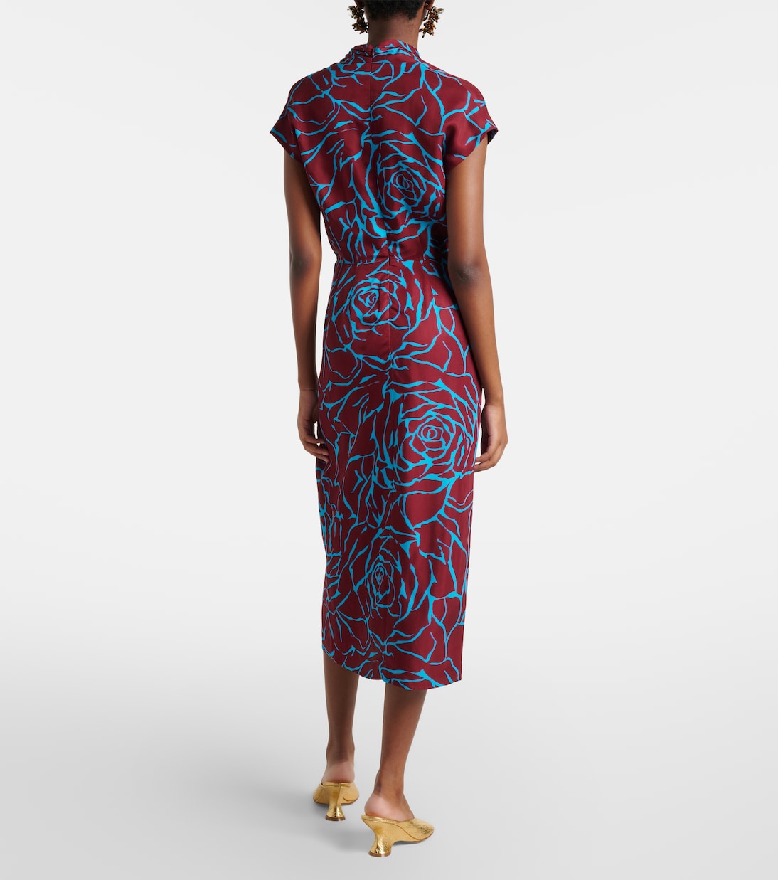 Robe midi imprimée en satin | Dries Van Noten