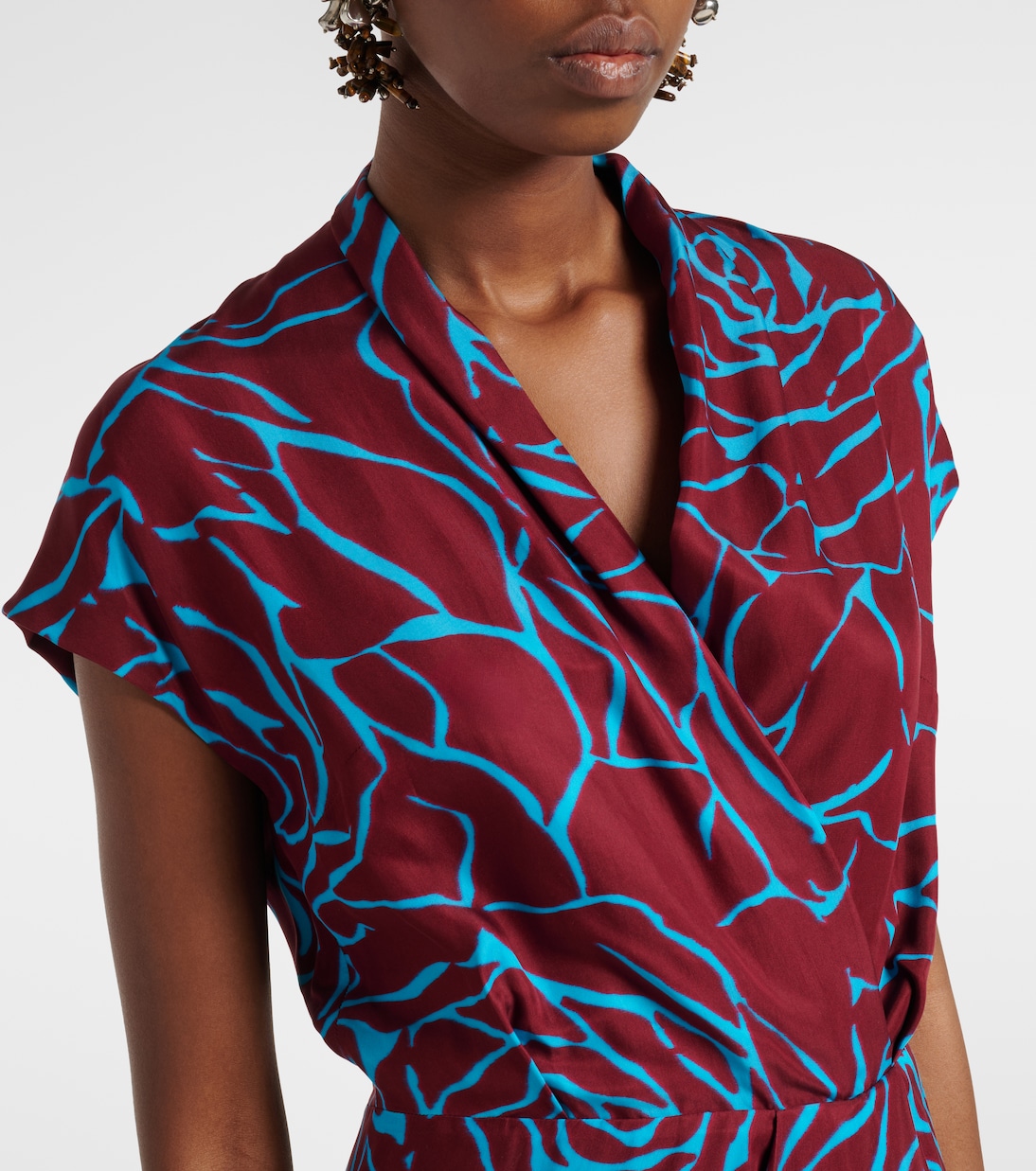 Robe midi imprimée en satin | Dries Van Noten