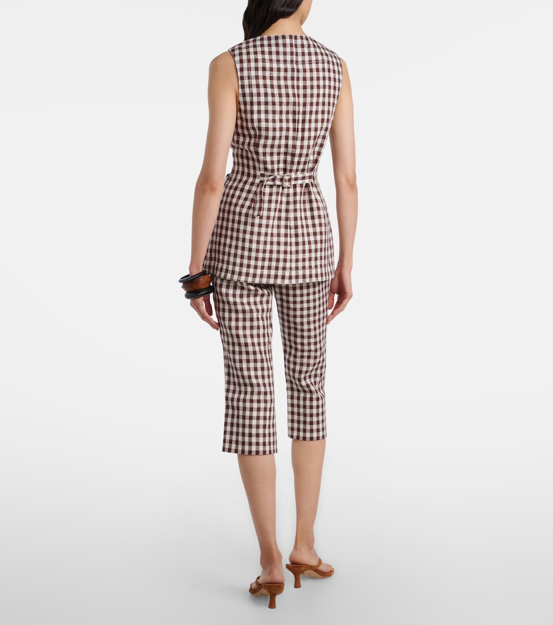 Sadie gingham linen capri pants | Posse
