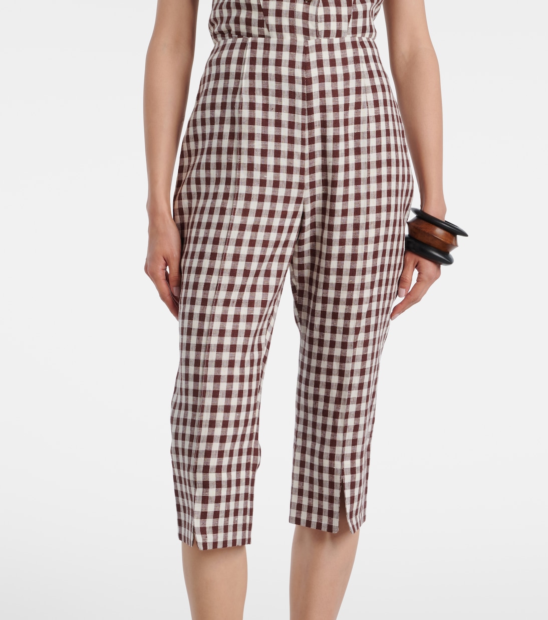 Sadie gingham linen capri pants | Posse