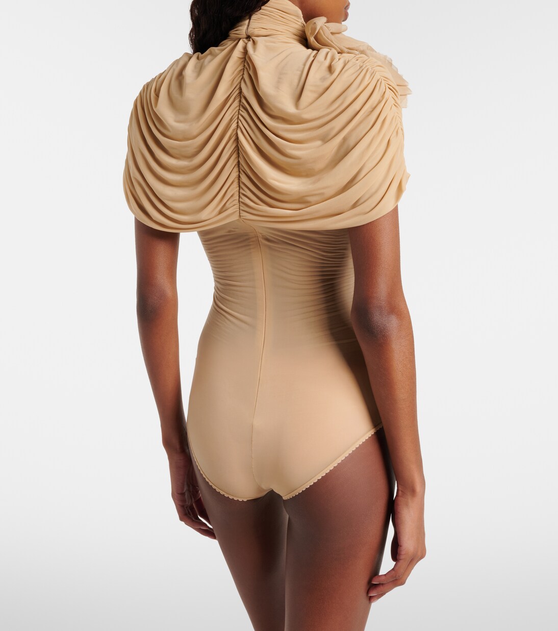 Floral-appliqué caped jersey bodysuit | Magda Butrym