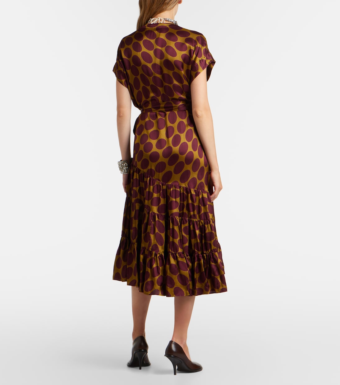 Abito a portafoglio in raso a pois | Dries Van Noten