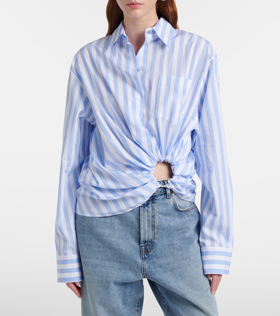 Palmizi cutout striped cotton poplin shirt | Sportmax