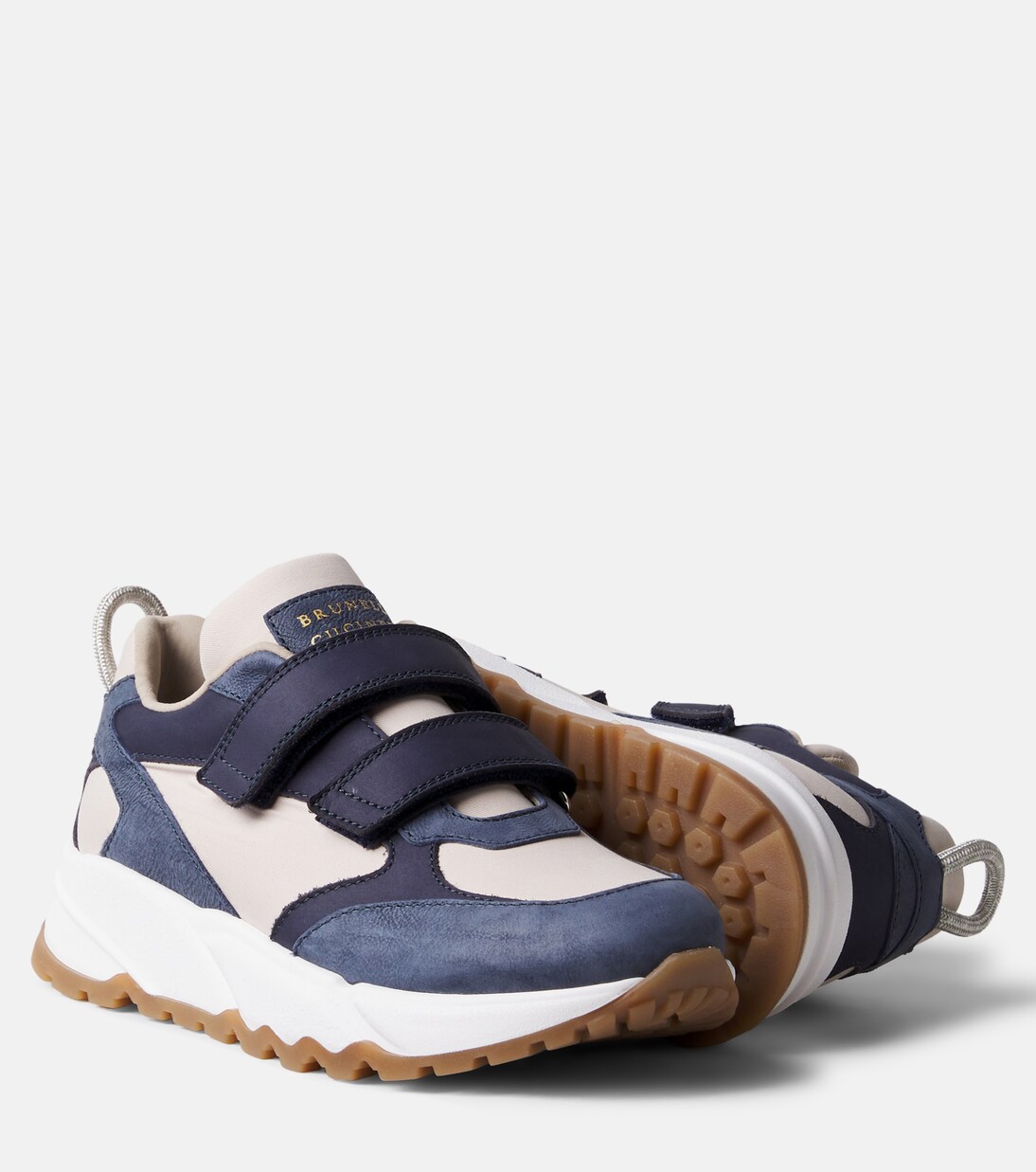 Leather-trimmed sneakers | Brunello Cucinelli Kids