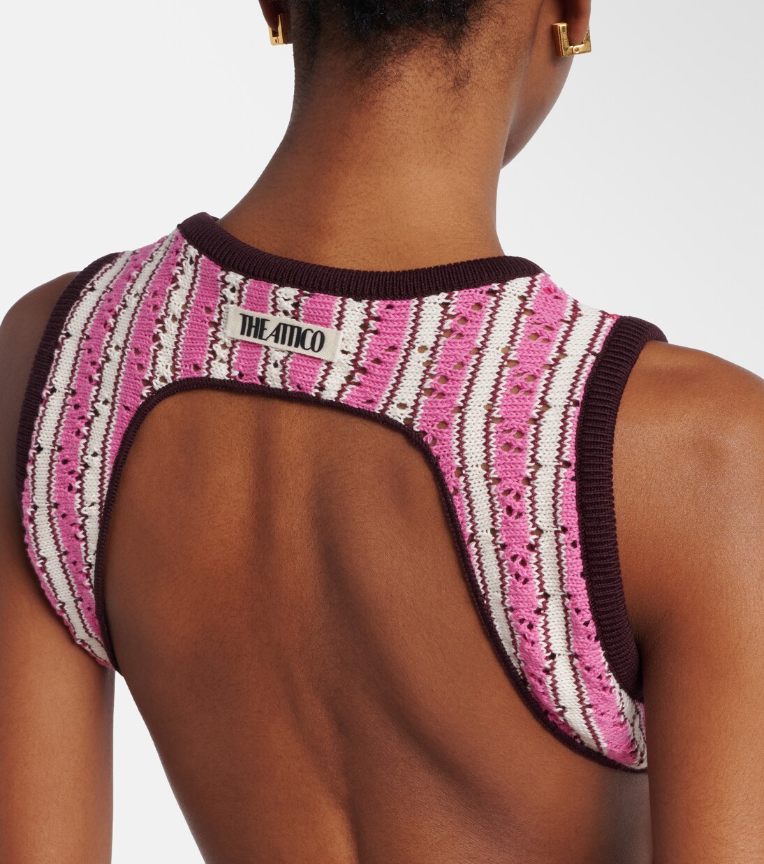 Top de crochet de algodón a rayas | The Attico