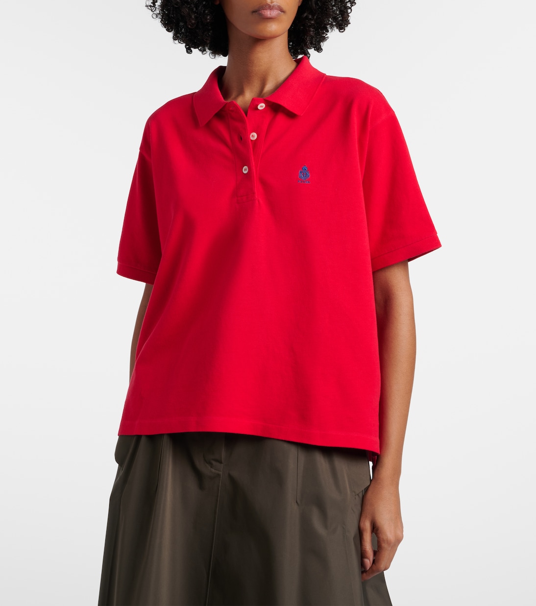 Polo in piqué di cotone con logo | Prada