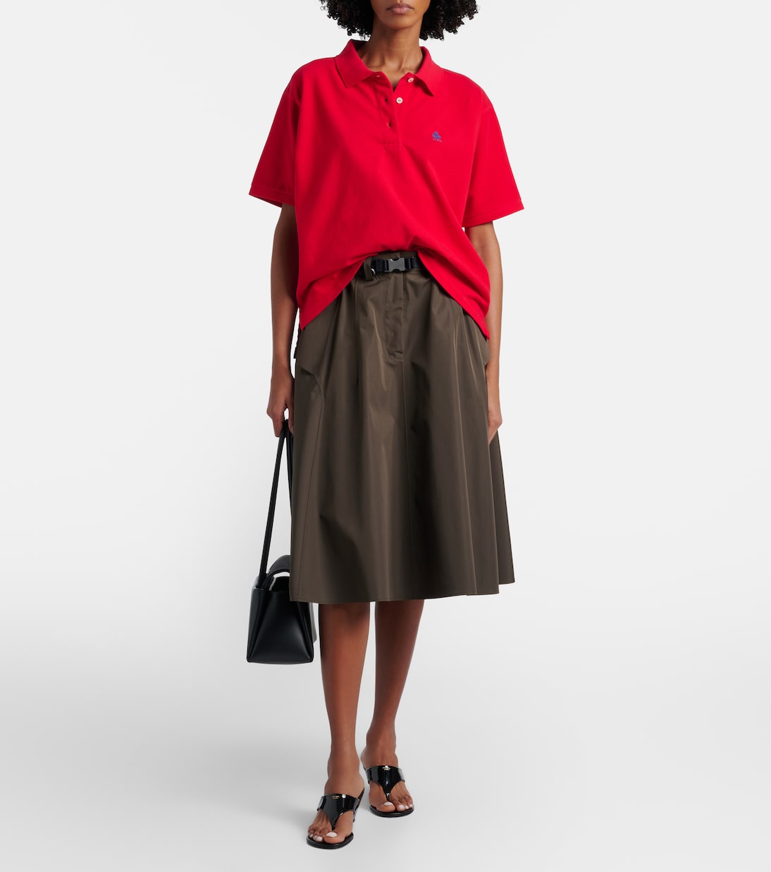 Polo in piqué di cotone con logo | Prada