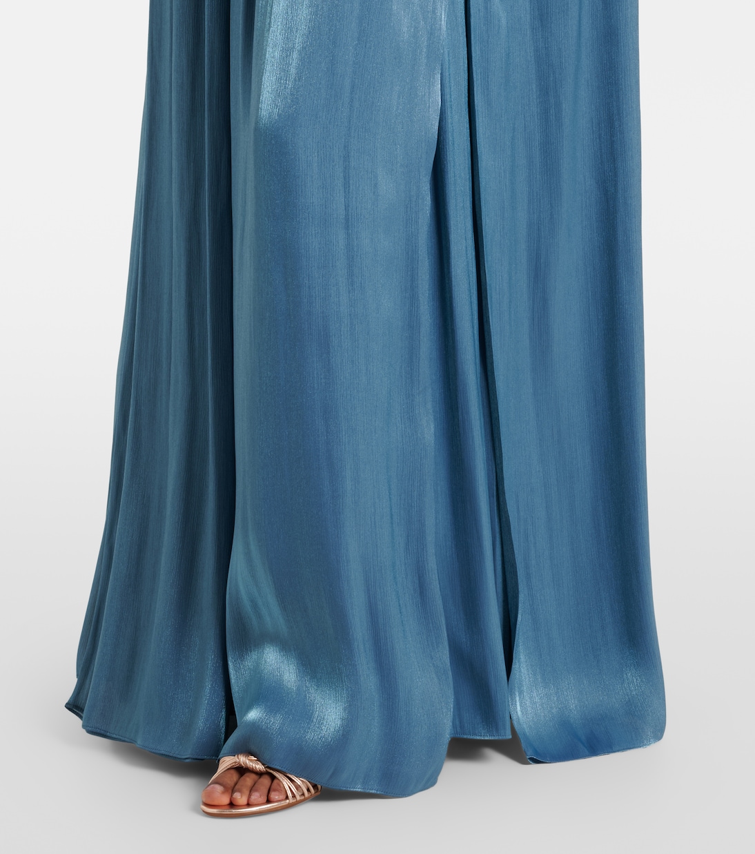 Embellished pleated caped bustier gown | Costarellos