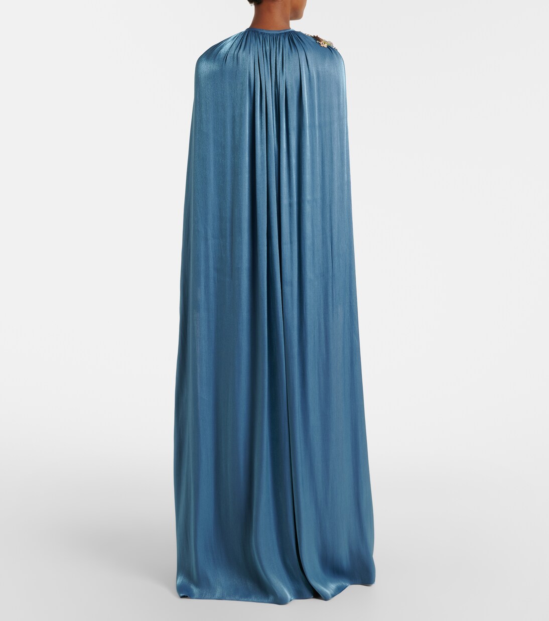 Embellished pleated caped bustier gown | Costarellos