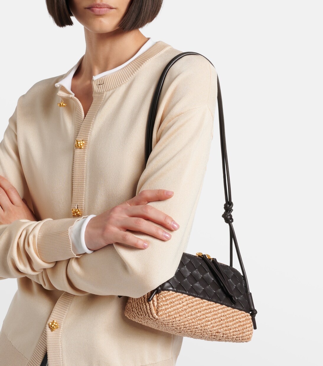 Schultertasche Concert Mini aus Raffiabast | Bottega Veneta