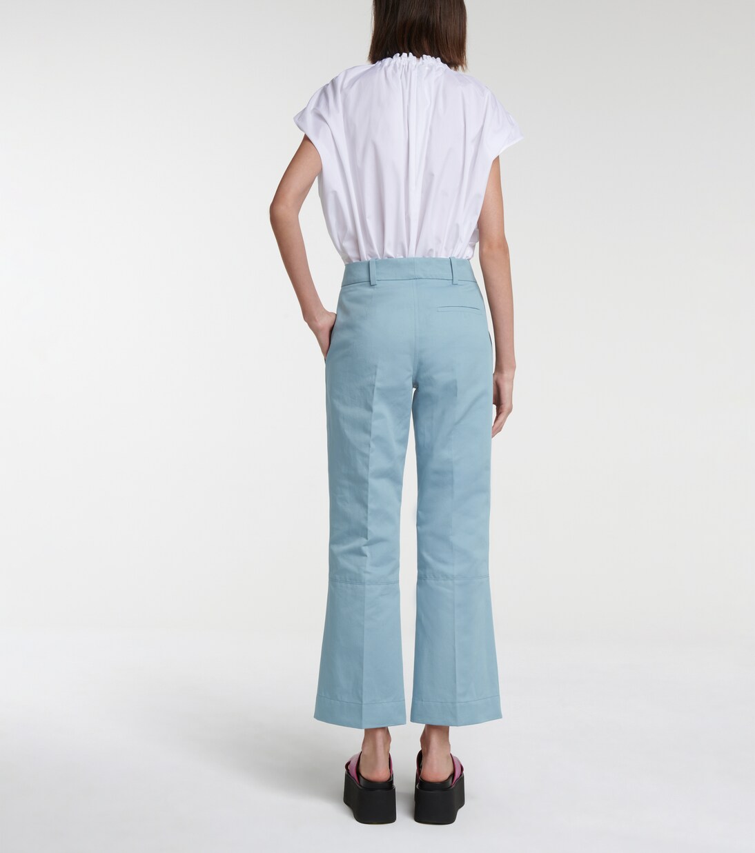 Pantalon évasé en coton et lin | Marni