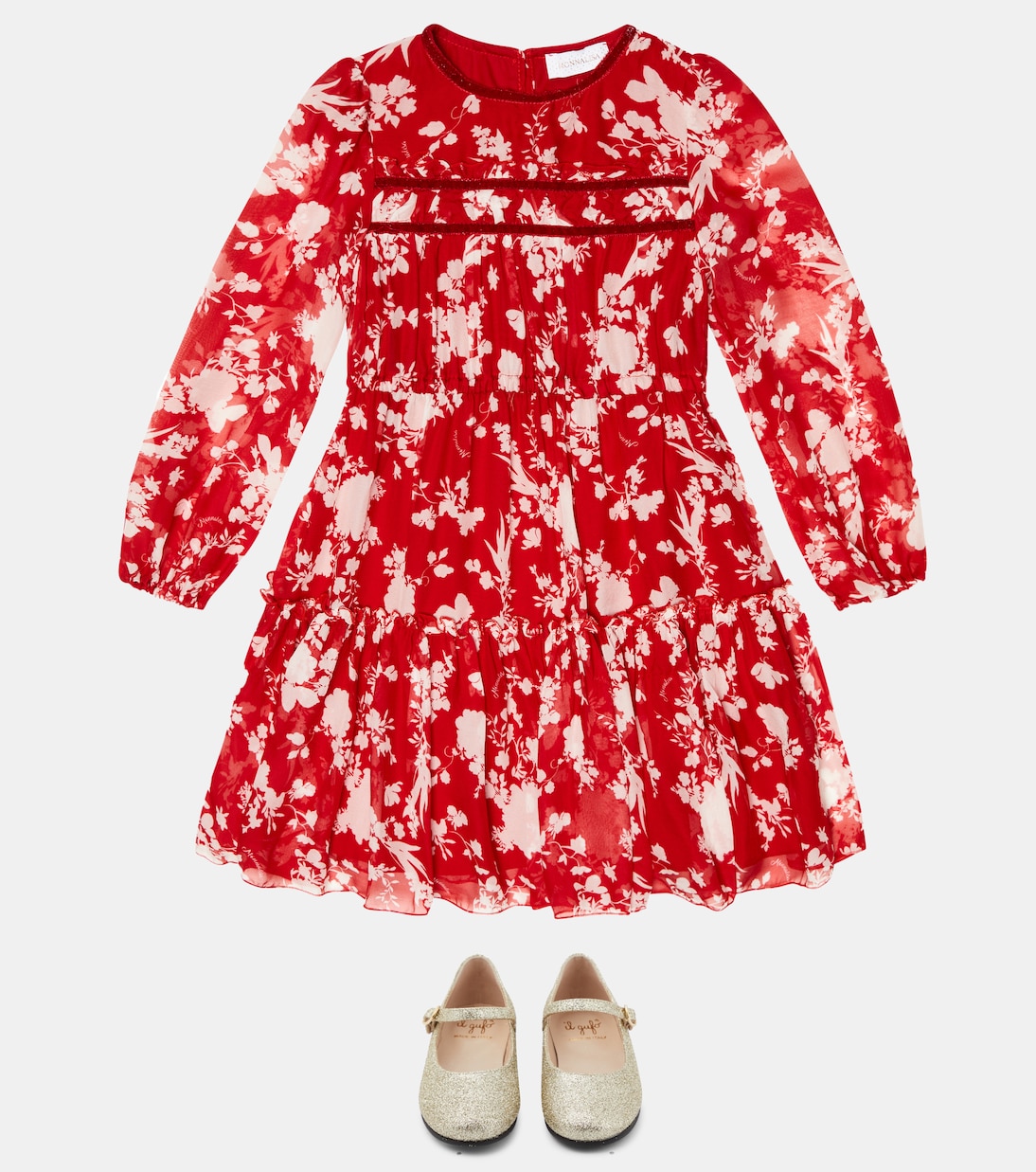 Floral printed georgette dress | Monnalisa