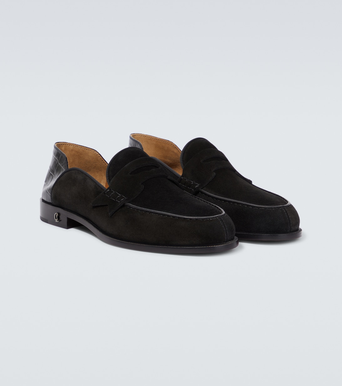 Penny No Back suede and croc-effect loafers | Christian Louboutin
