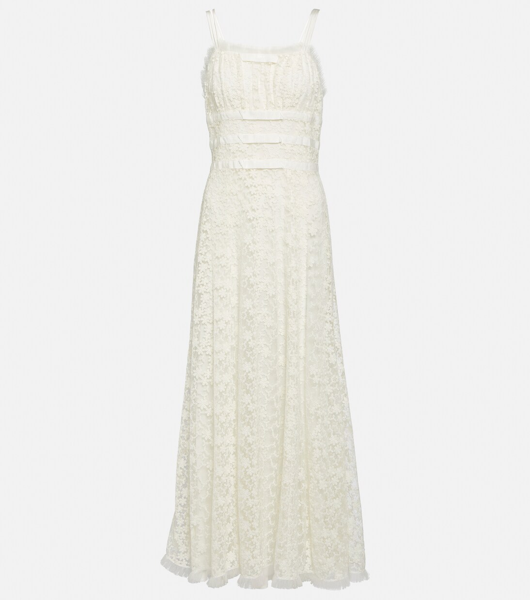 Robe longue en dentelle de coton mélangé et tulle | Rodarte