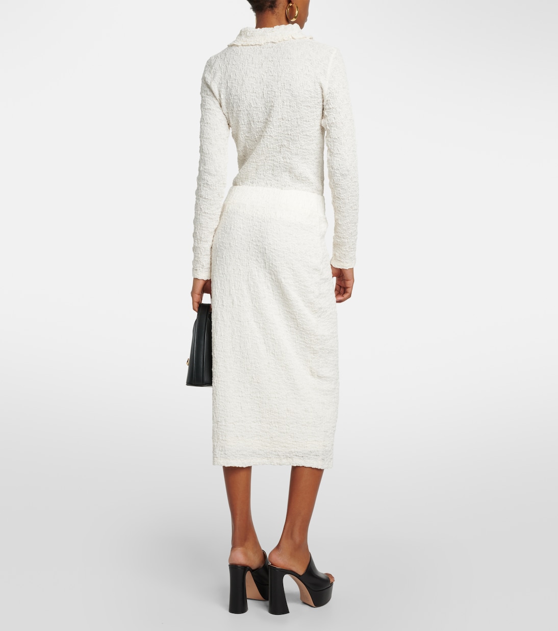 Smocked cotton-blend midi skirt  | Vince