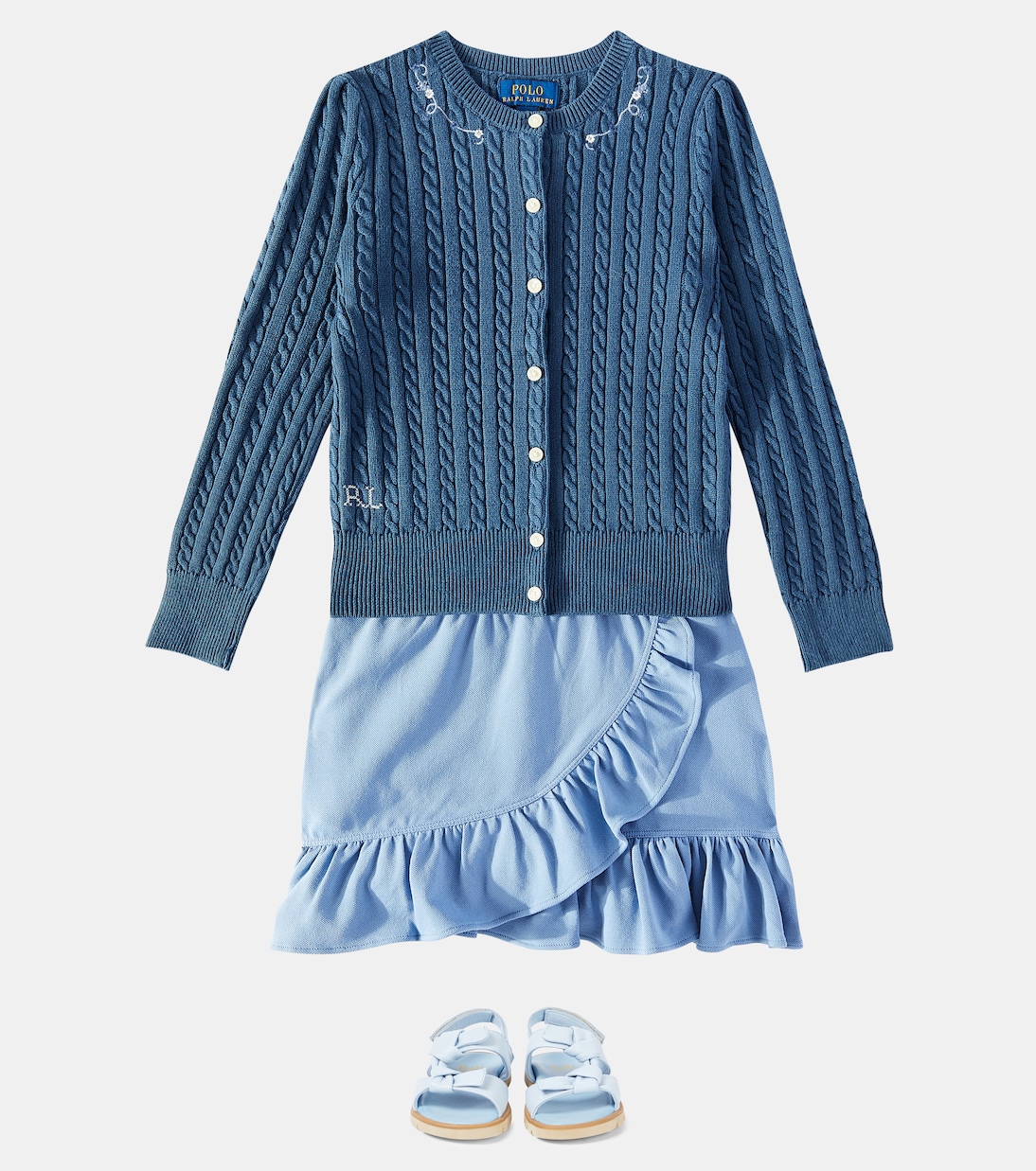 Embroidered cable-knit cotton cardigan | Polo Ralph Lauren Kids