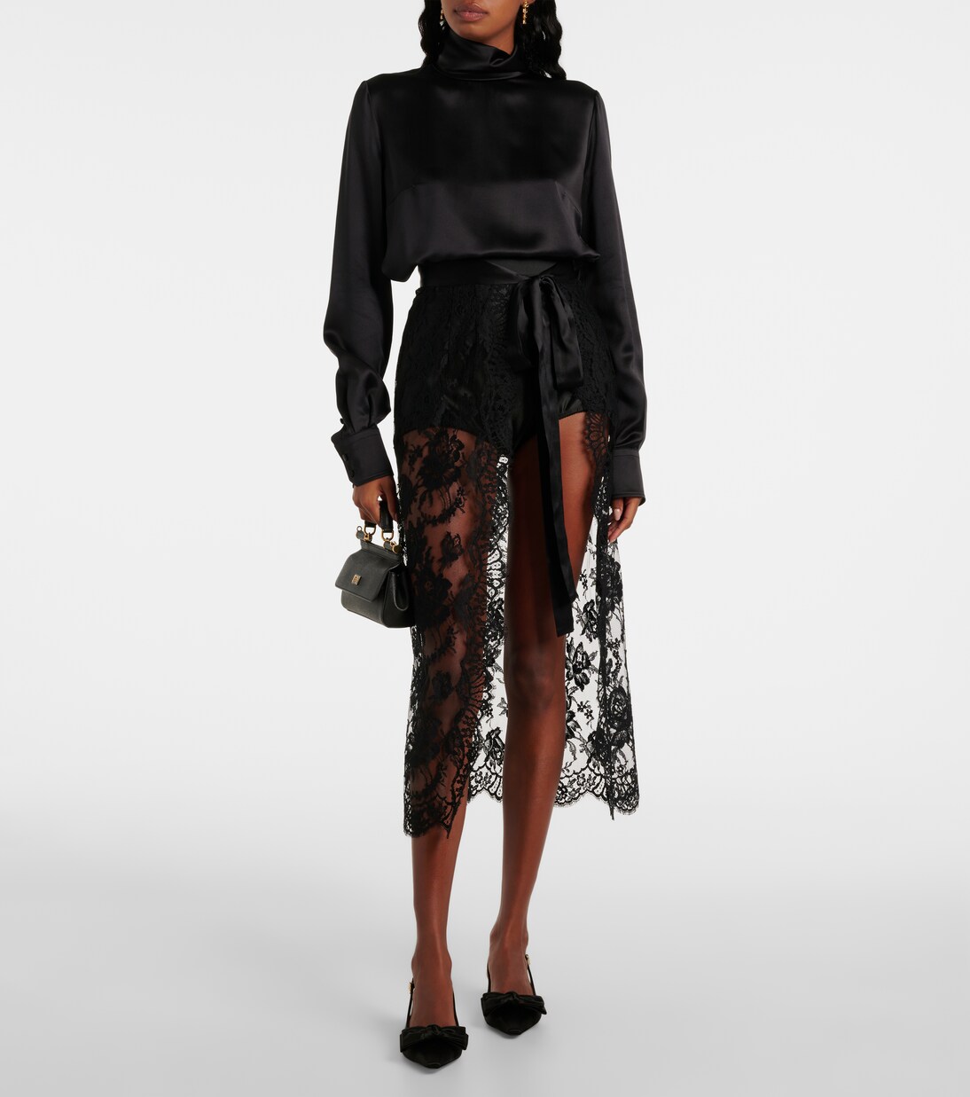 Bow-detail satin slingback pumps | Dolce&Gabbana