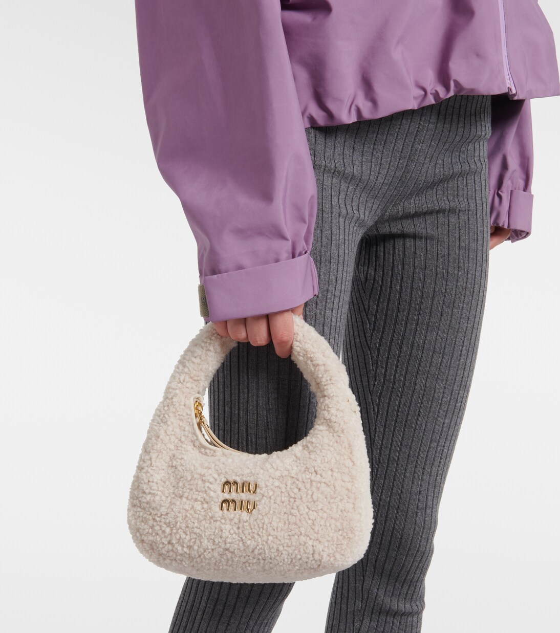 Wander Small shearling shoulder bag | Miu Miu