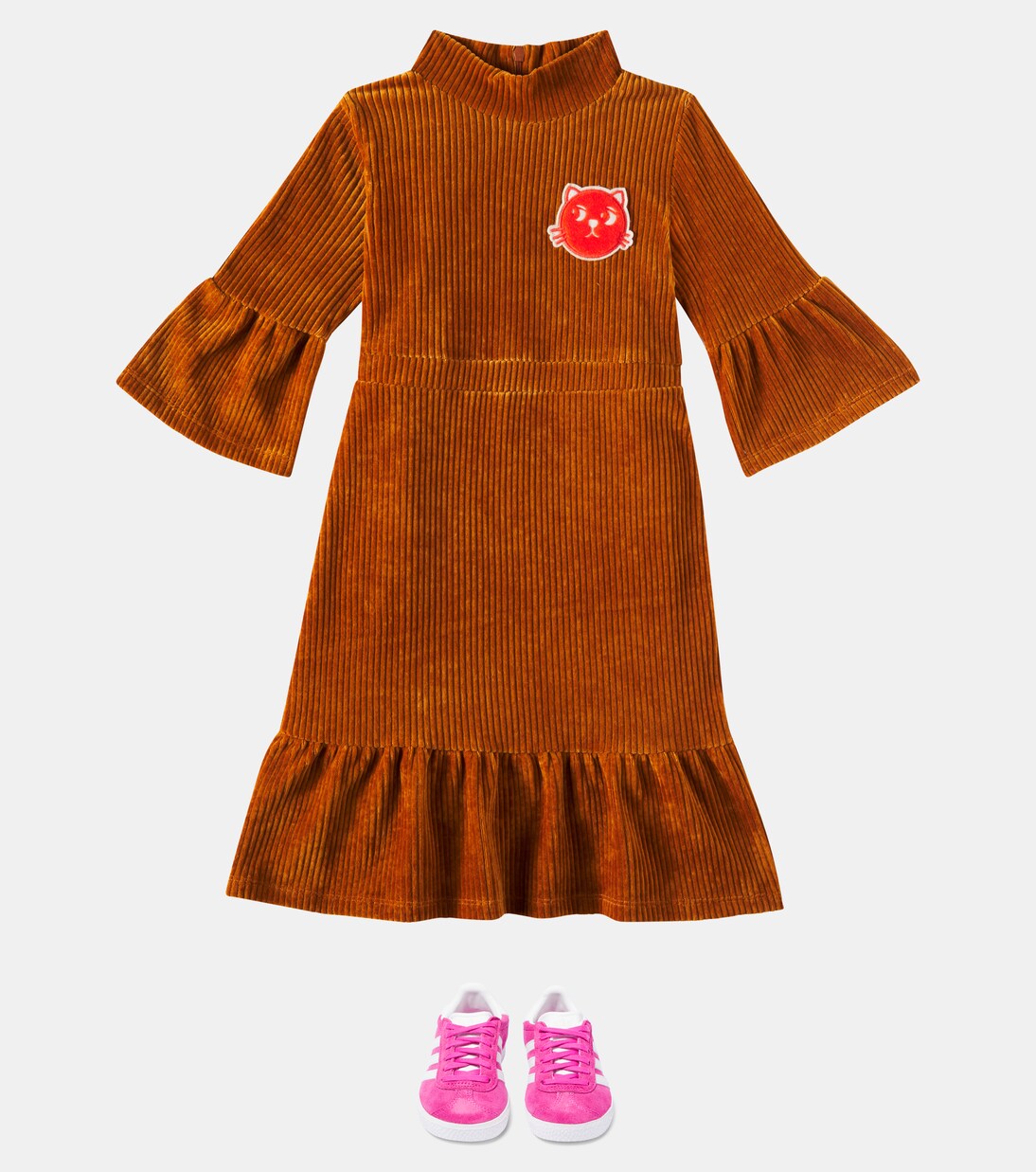 Cats cotton-blend corduroy dress | Mini Rodini