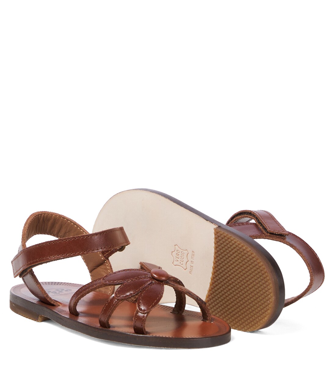 Floral-appliqué leather sandals | PèPè