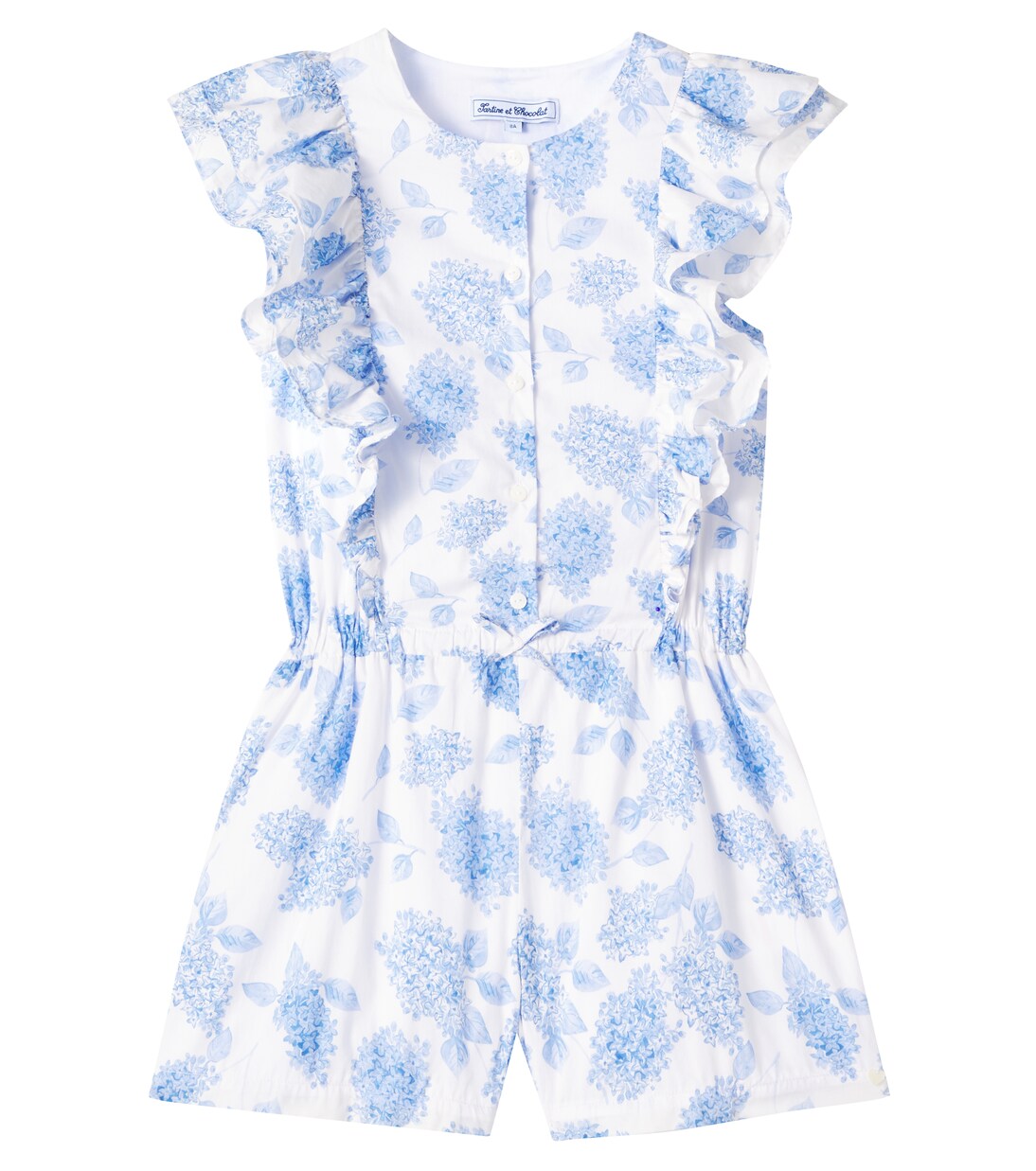 Floral ruffled cotton playsuit | Tartine et Chocolat