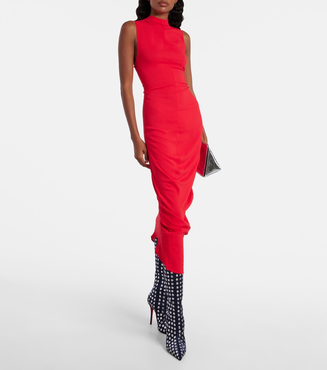 Miss Z 100 embellished satin knee-high boots | Christian Louboutin