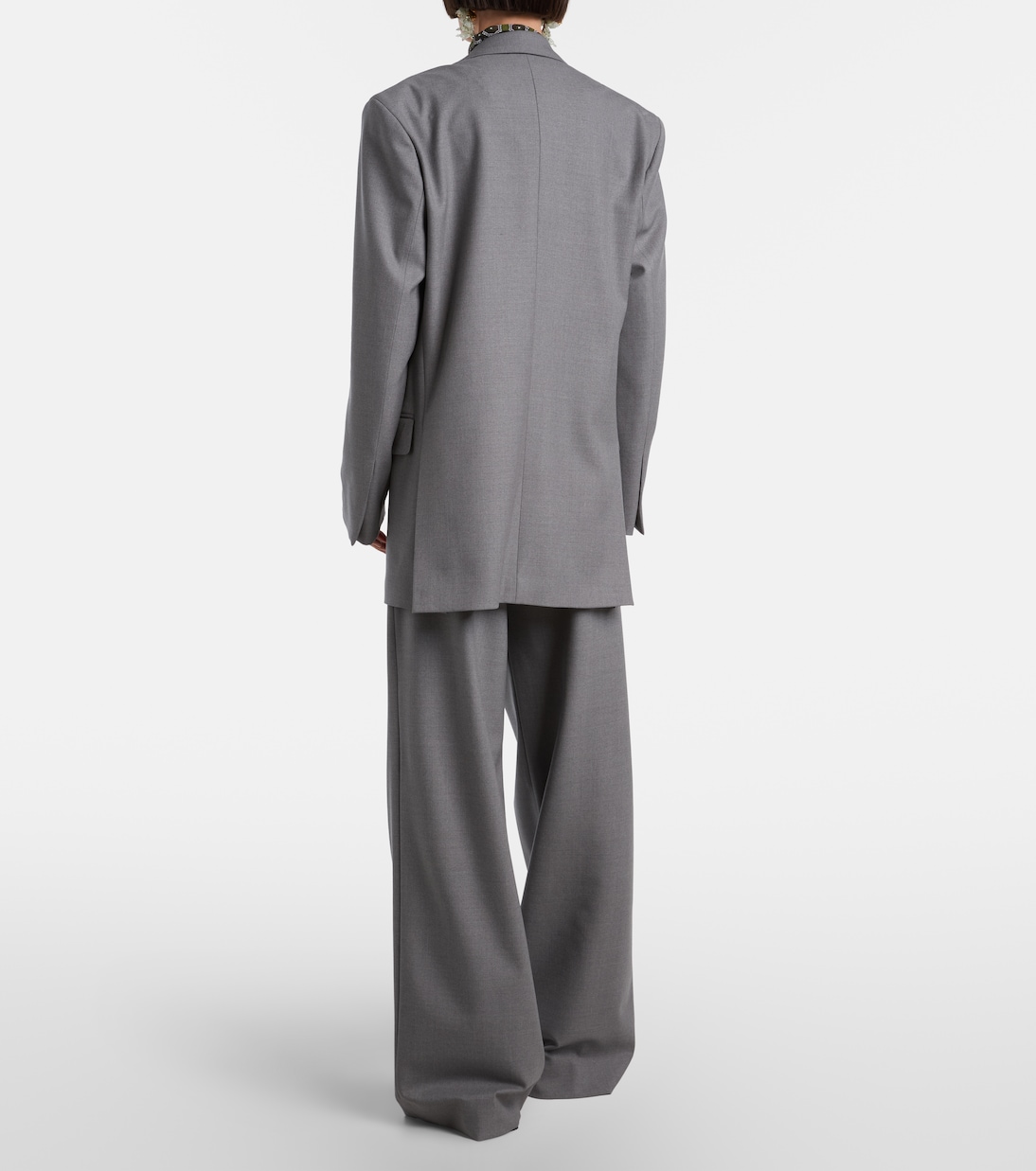 Pantalones anchos en mezcla de lana con cinturón | Dries Van Noten