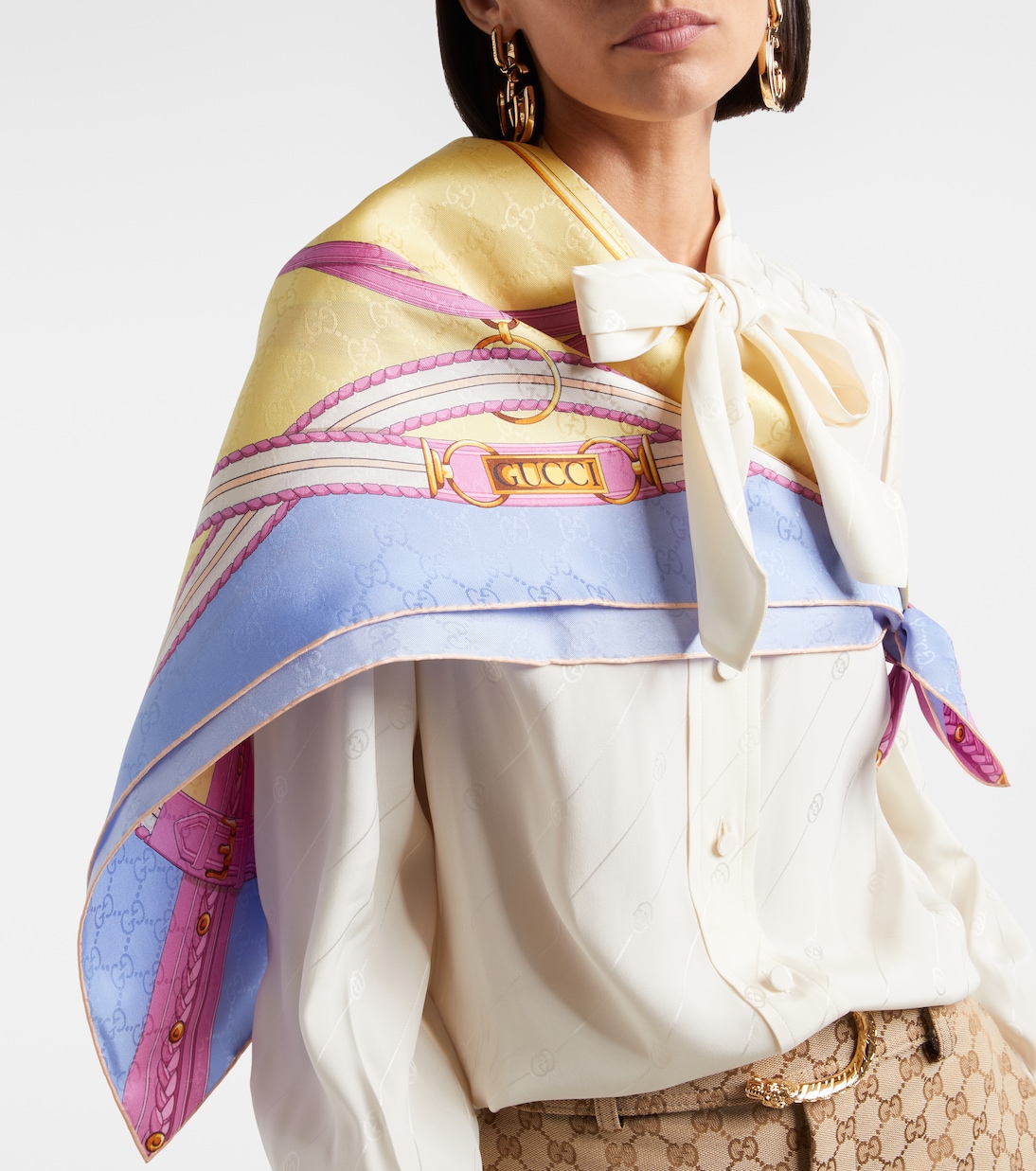 Tuch GG Horsebit aus Seiden-Jacquard | Gucci