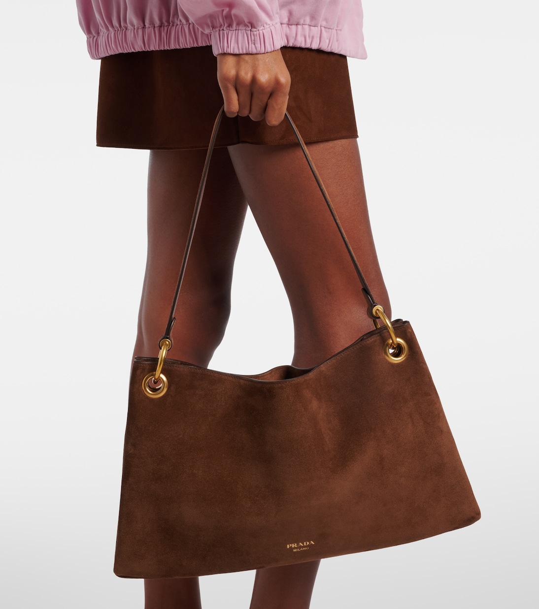 Schultertasche Etude Large aus Veloursleder | Prada