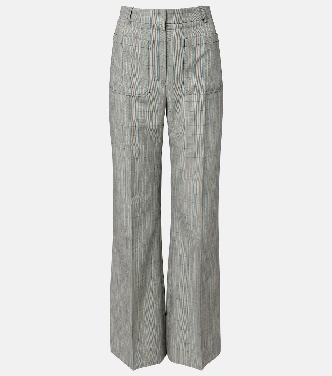 Checked virgin wool straight pants | Victoria Beckham