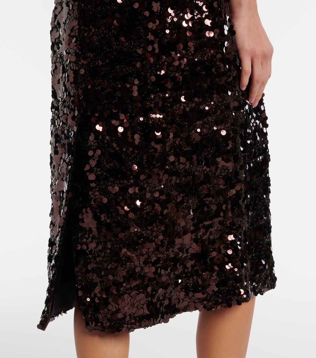 Abito midi con paillettes e fiocco | Ganni