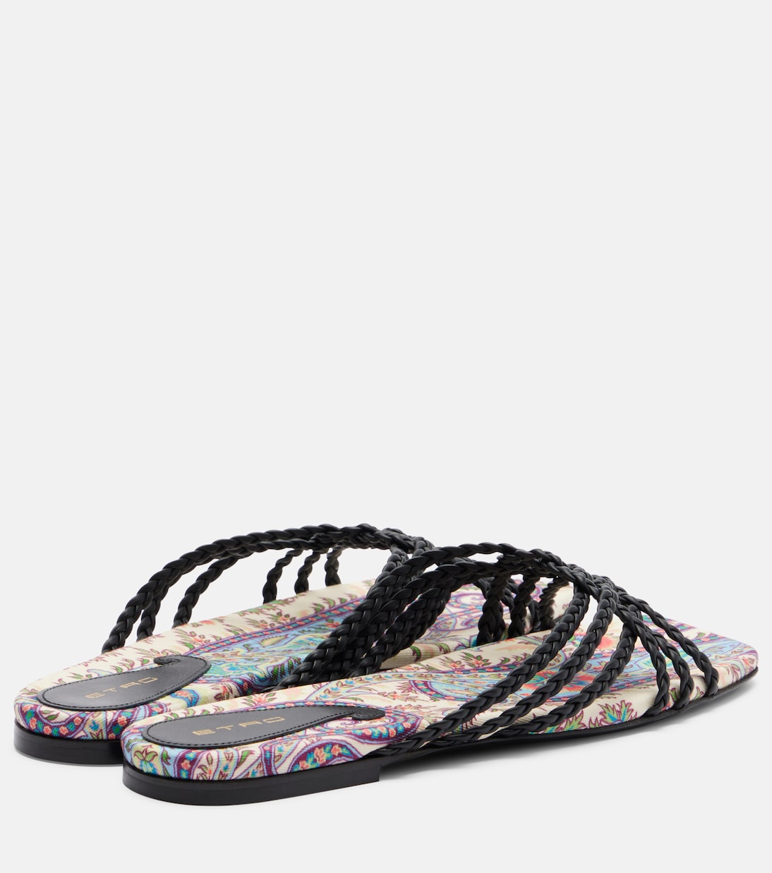 Canvas-trimmed printed leather slides | Etro