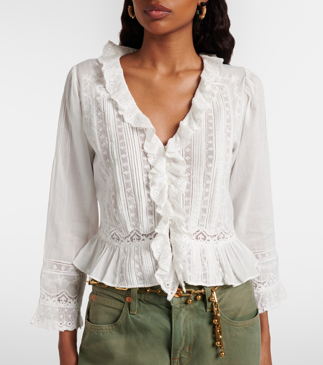 Eldoris ruffled cotton blouse | Dôen