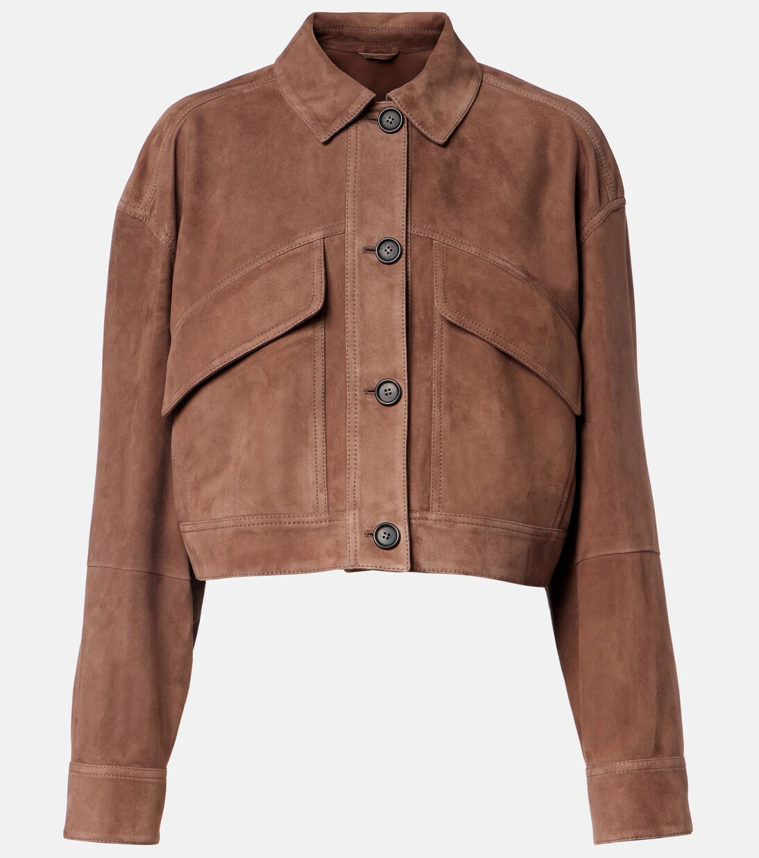 Monili cropped suede jacket | Brunello Cucinelli