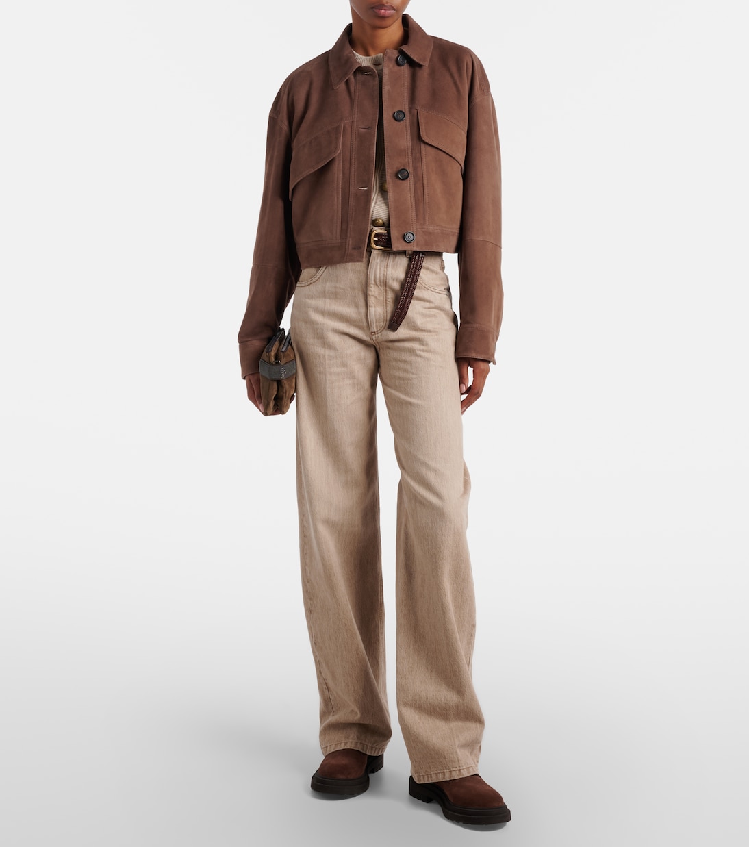 Monili cropped suede jacket | Brunello Cucinelli